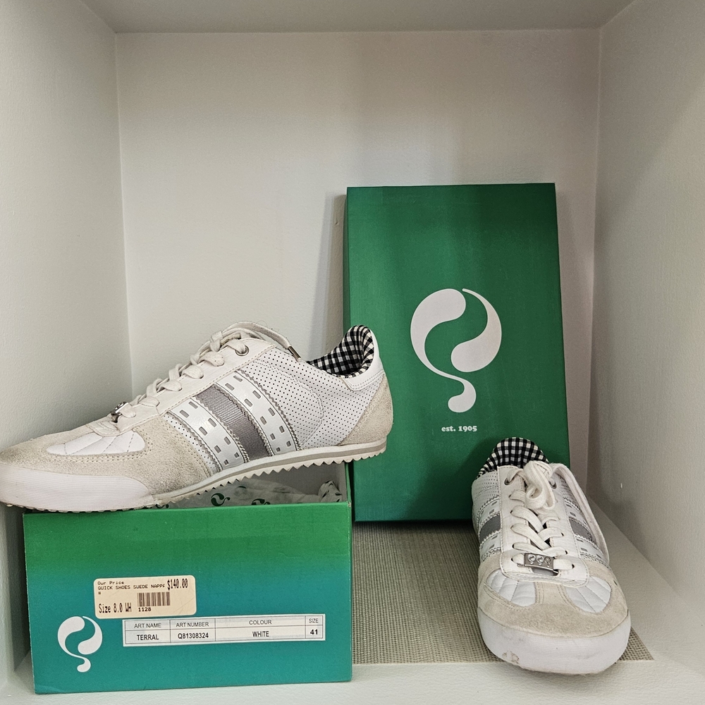 Men's White and Gray Suede Sneakers